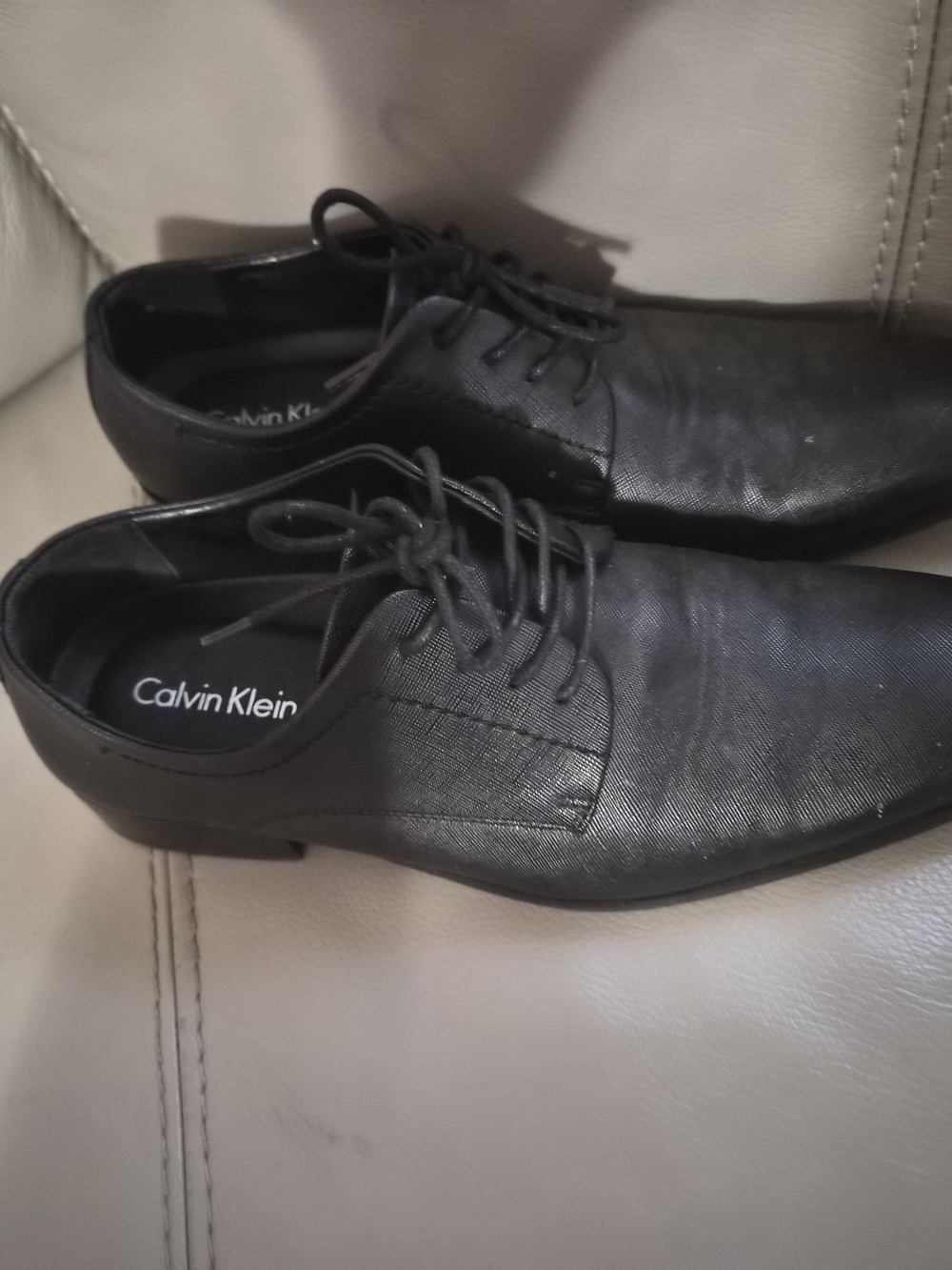 Calvin Klein Black Men’s Leather Lace-Up Oxfords